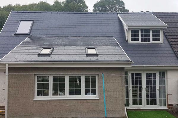 Roof replacement after, by Kiely Roofing