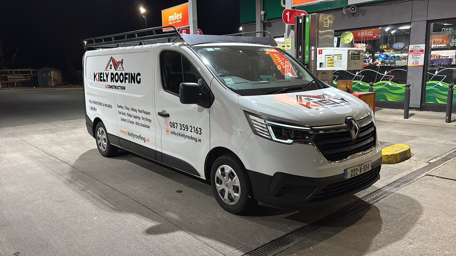 Kiely Roofing & Construction van, roofers serving Dublin, Meath and Kildare